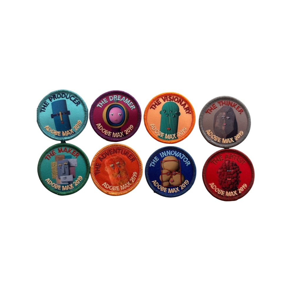 Adobe MAX 2019‎ Embroidered Patch Set 8pc Multicolor Like New Creative Personas